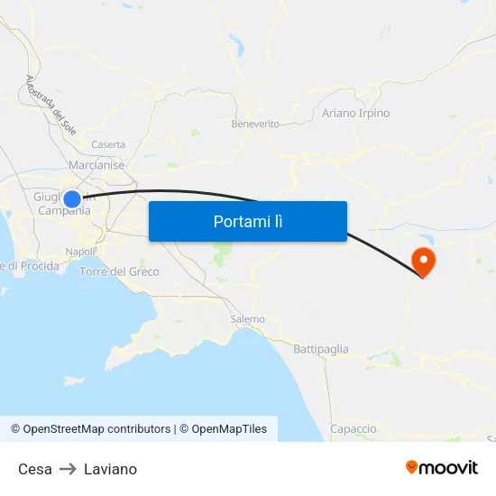 Cesa to Laviano map