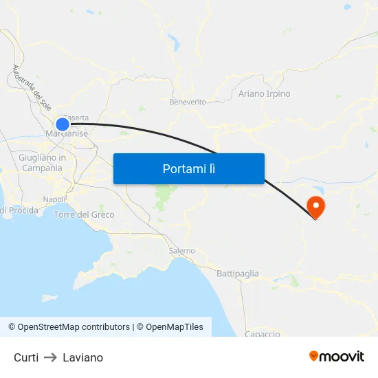 Curti to Laviano map