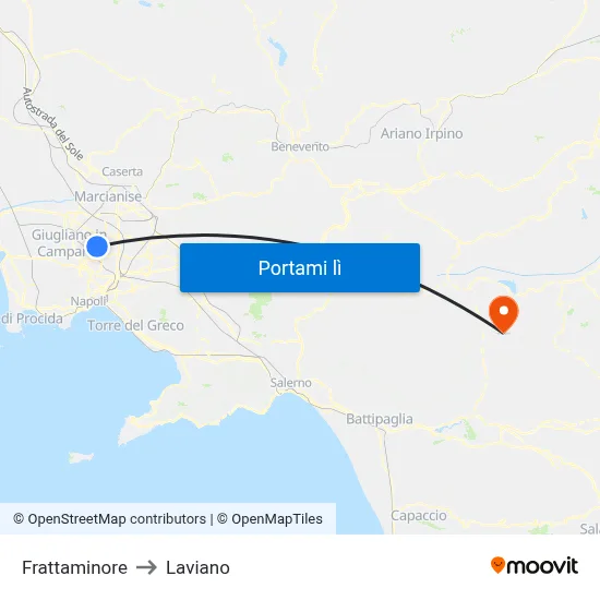 Frattaminore to Laviano map