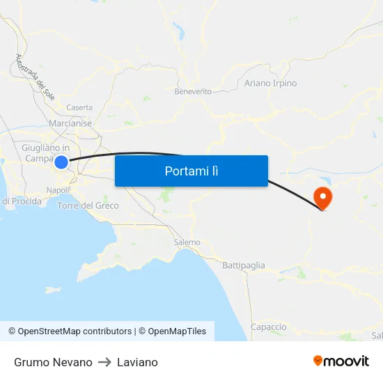 Grumo Nevano to Laviano map