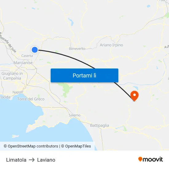 Limatola to Laviano map