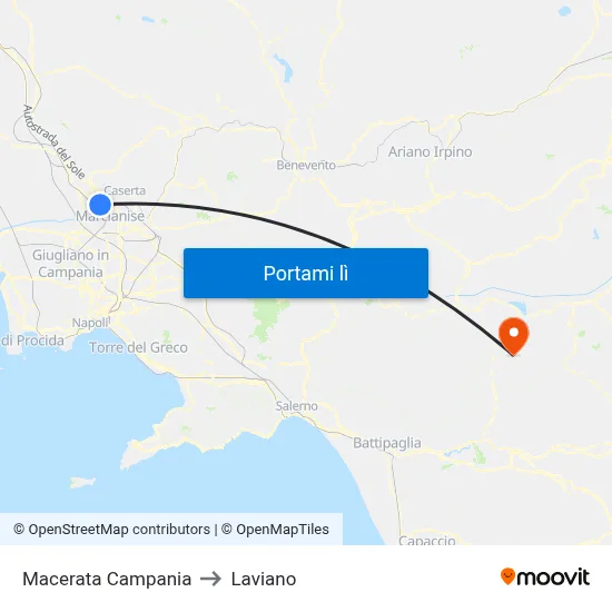 Macerata Campania to Laviano map