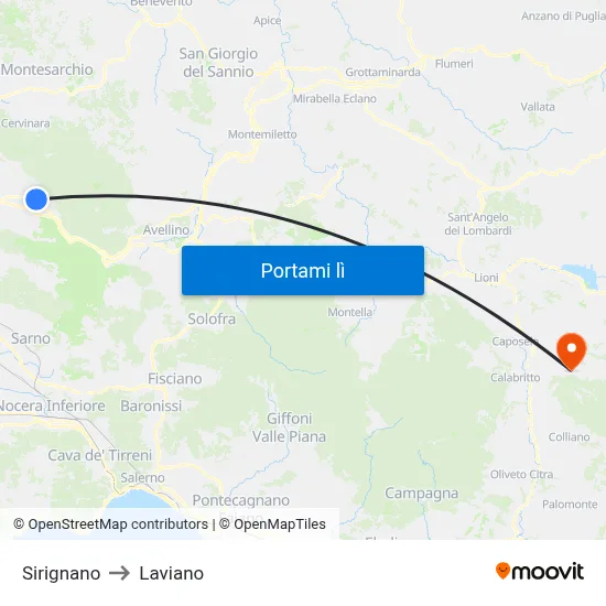 Sirignano to Laviano map