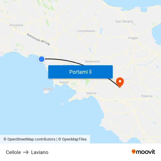 Cellole to Laviano map