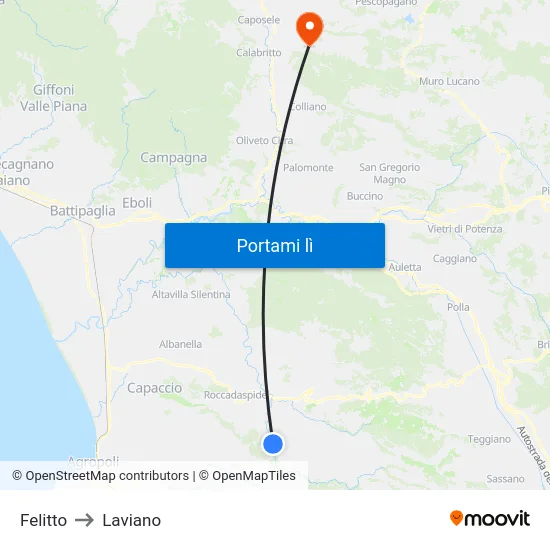 Felitto to Laviano map