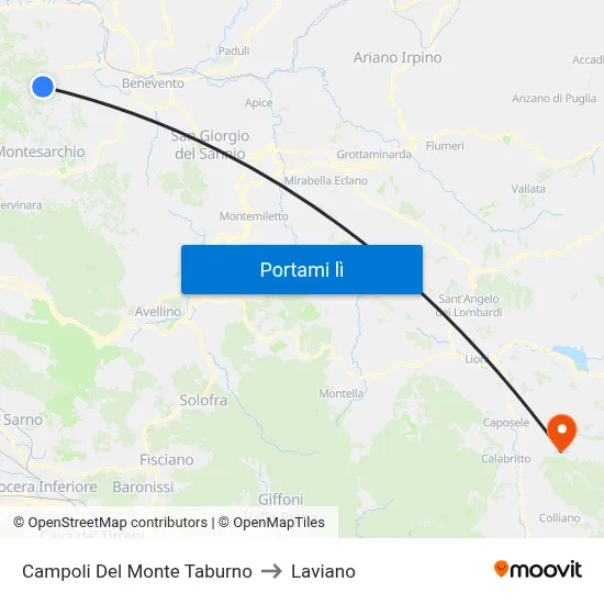 Campoli Del Monte Taburno to Laviano map
