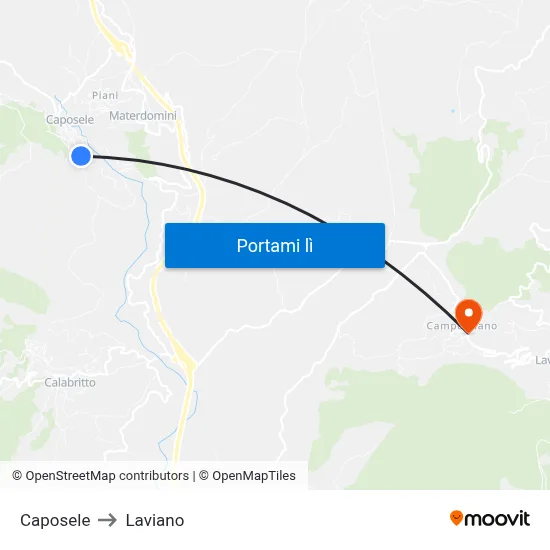 Caposele to Laviano map