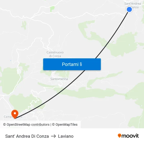 Sant' Andrea Di Conza to Laviano map
