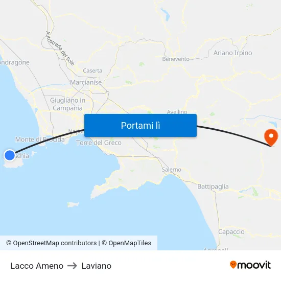 Lacco Ameno to Laviano map