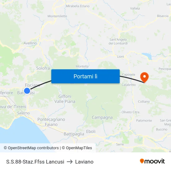S.S.88-Staz.Ffss Lancusi to Laviano map
