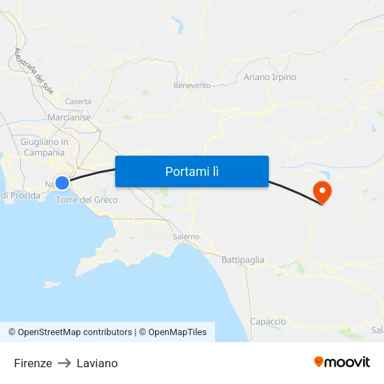 Firenze to Laviano map