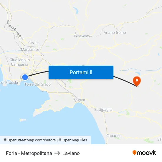 Foria - Metropolitana to Laviano map