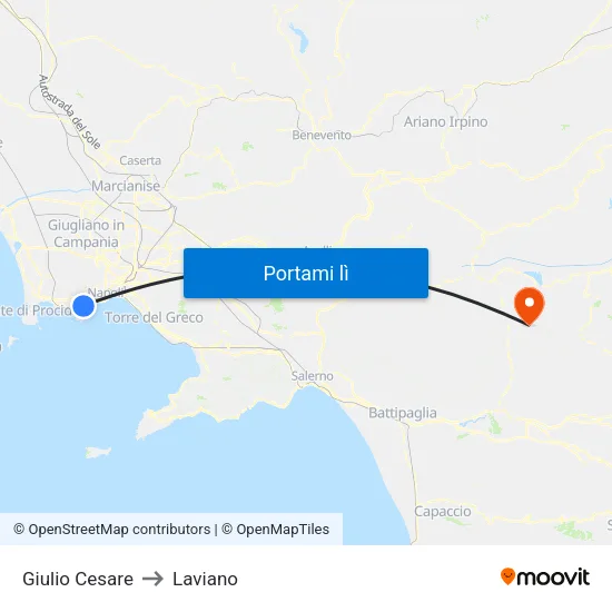 Giulio Cesare to Laviano map