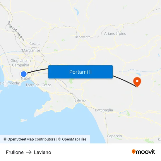 Frullone to Laviano map