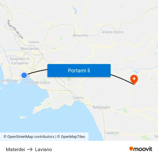 Materdei to Laviano map