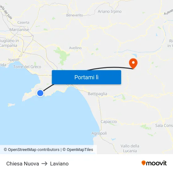 Chiesa Nuova to Laviano map