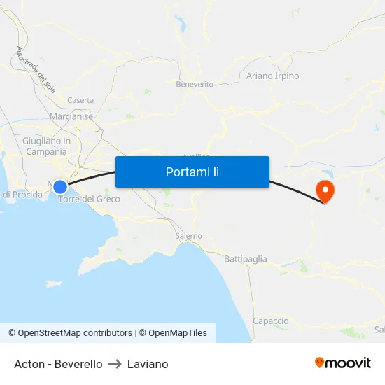 Acton - Beverello to Laviano map