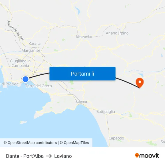 Dante - Port'Alba to Laviano map