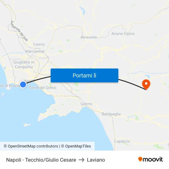 Napoli - Tecchio/Giulio Cesare to Laviano map