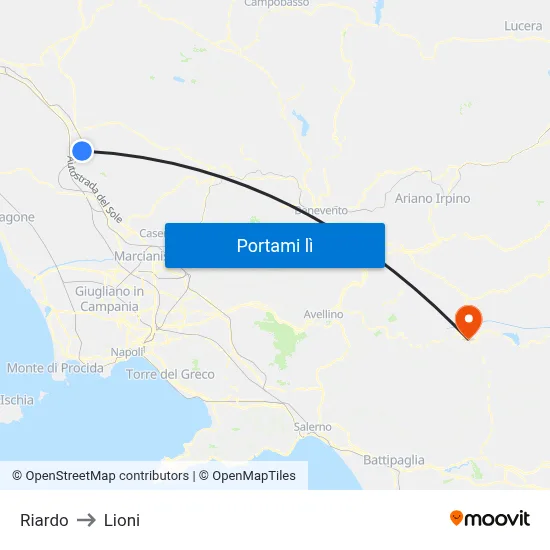 Riardo to Lioni map