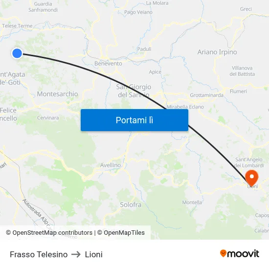 Frasso Telesino to Lioni map