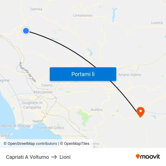 Capriati A Volturno to Lioni map