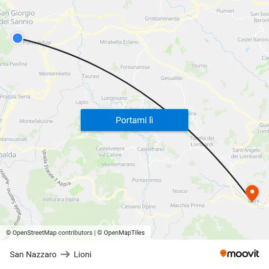 San Nazzaro to Lioni map