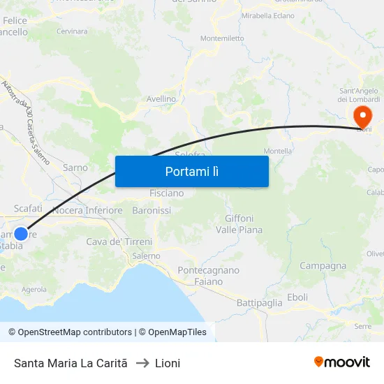 Santa Maria La Caritã to Lioni map