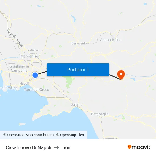 Casalnuovo Di Napoli to Lioni map