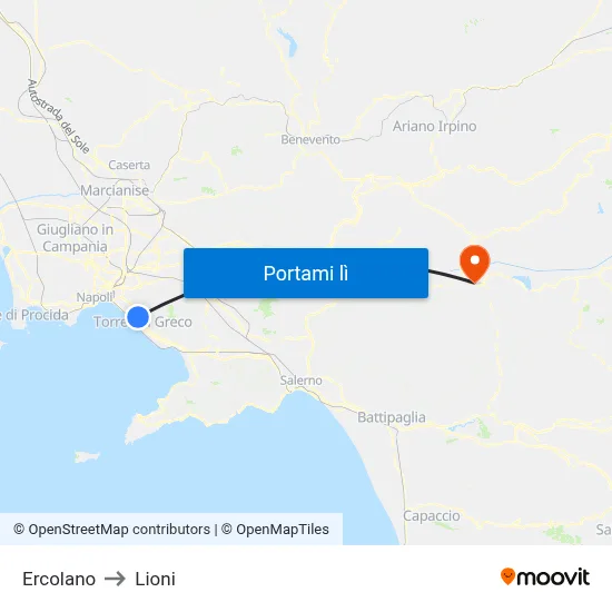 Ercolano to Lioni map