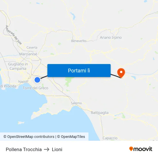 Pollena Trocchia to Lioni map
