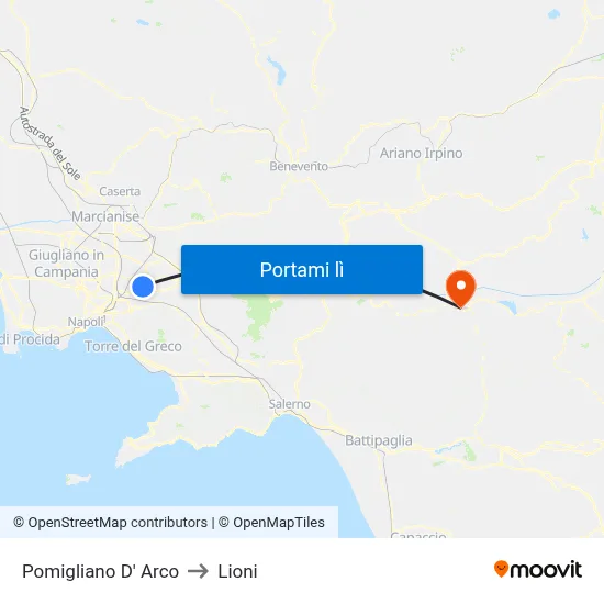 Pomigliano D' Arco to Lioni map