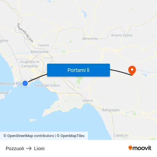 Pozzuoli to Lioni map