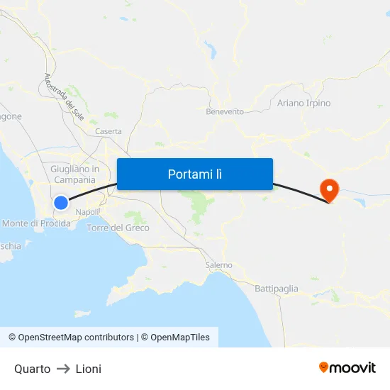 Quarto to Lioni map