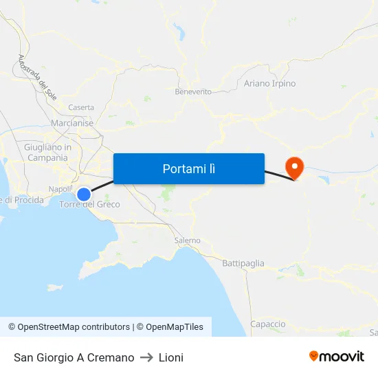 San Giorgio A Cremano to Lioni map