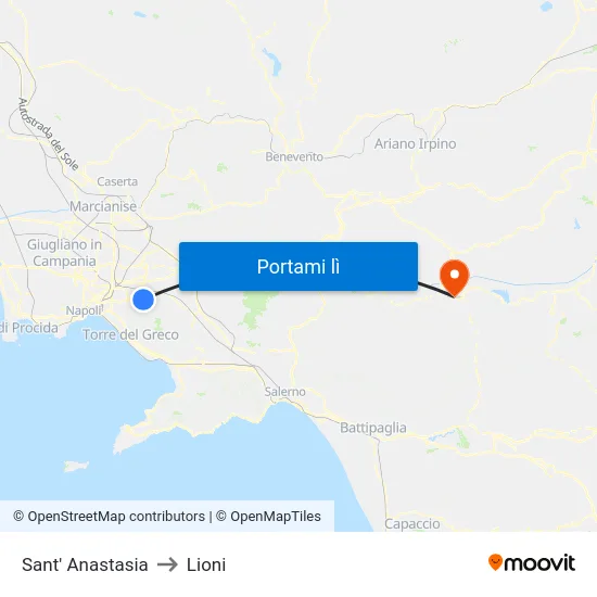 Sant' Anastasia to Lioni map