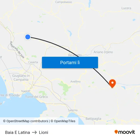 Baia E Latina to Lioni map