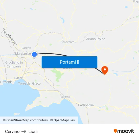 Cervino to Lioni map