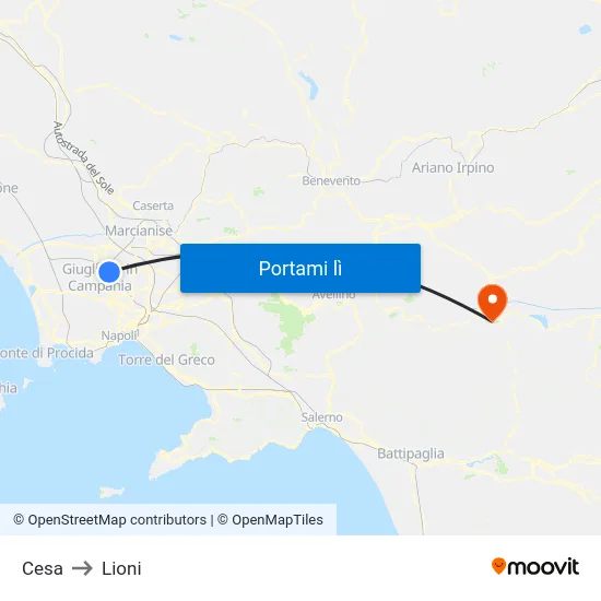 Cesa to Lioni map
