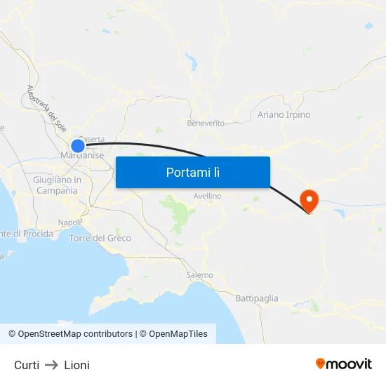 Curti to Lioni map