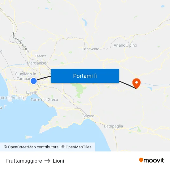 Frattamaggiore to Lioni map