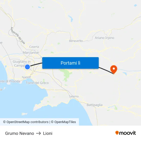 Grumo Nevano to Lioni map