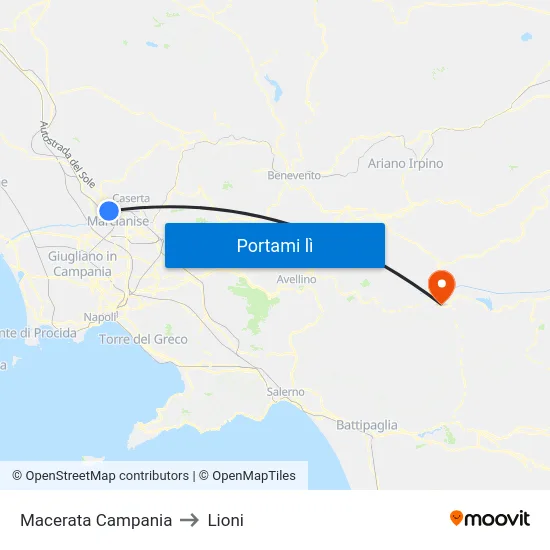 Macerata Campania to Lioni map