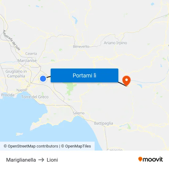 Mariglianella to Lioni map