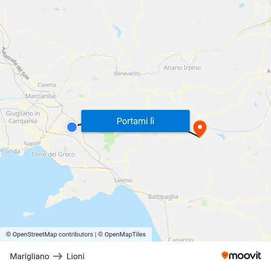 Marigliano to Lioni map