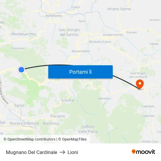 Mugnano Del Cardinale to Lioni map