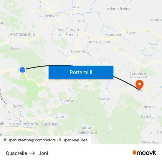 Quadrelle to Lioni map