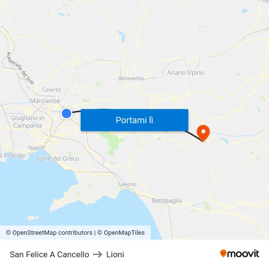 San Felice A Cancello to Lioni map