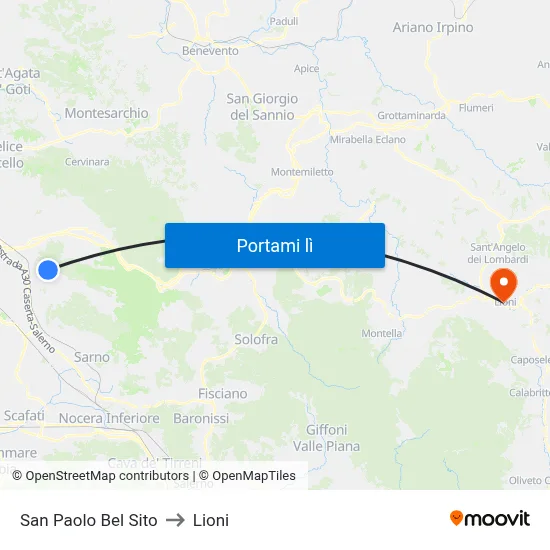 San Paolo Bel Sito to Lioni map