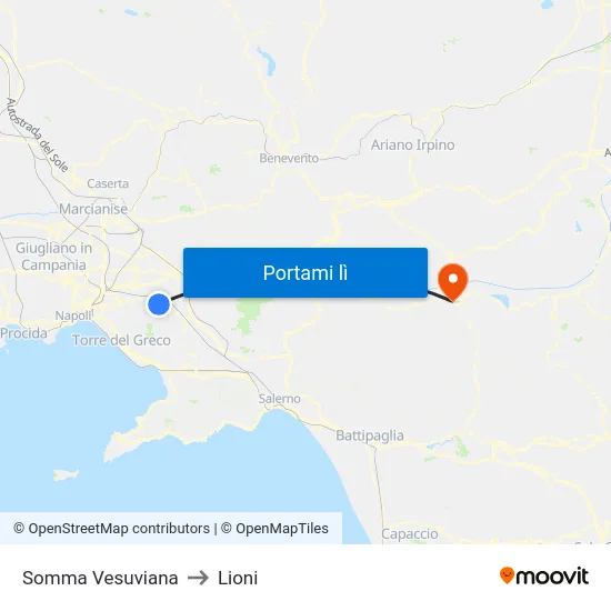 Somma Vesuviana to Lioni map